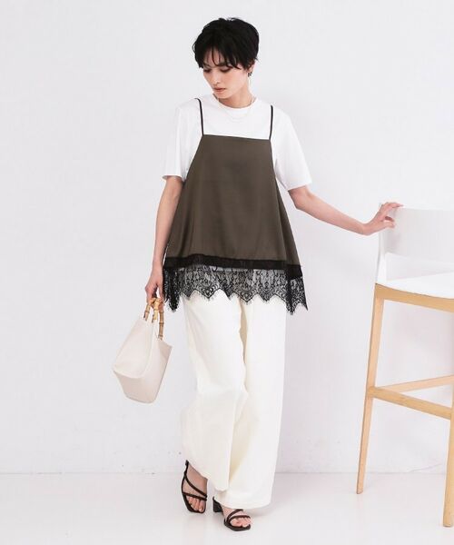OPAQUE.CLIP / オペーク ドット クリップ キャミソール・チューブトップ | 裾レースサテンキャミブラウス【洗濯機OK】 | 詳細6