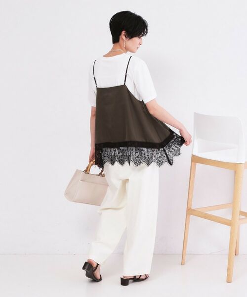 OPAQUE.CLIP / オペーク ドット クリップ キャミソール・チューブトップ | 裾レースサテンキャミブラウス【洗濯機OK】 | 詳細7