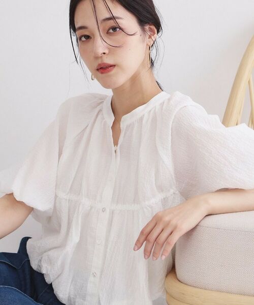 OPAQUE.CLIP / オペーク ドット クリップ シャツ・ブラウス | バルーンデザインブラウス【洗濯機OK】（ホワイト(001)）