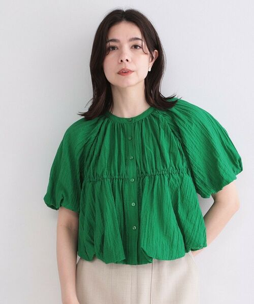 OPAQUE.CLIP / オペーク ドット クリップ シャツ・ブラウス | バルーンデザインブラウス【洗濯機OK】（グリーン(022)）