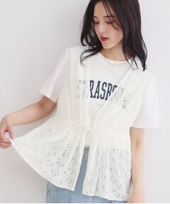 OPAQUE.CLIP / オペーク ドット クリップ シャツ・ブラウス | レースペプラムジレ【洗濯機OK】