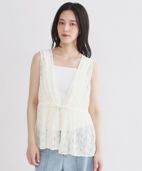 OPAQUE.CLIP / オペーク ドット クリップ シャツ・ブラウス | レースペプラムジレ【洗濯機OK】 | 詳細9