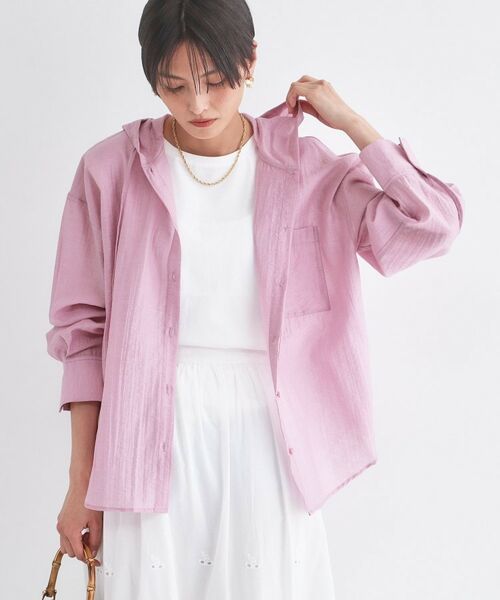 OPAQUE.CLIP / オペーク ドット クリップ シャツ・ブラウス | シアーフーディシャツ【洗濯機OK】（ピンク(071)）