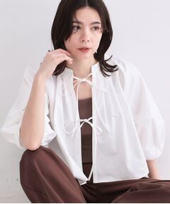 OPAQUE.CLIP / オペーク ドット クリップ シャツ・ブラウス | ボリュームスリーブ前リボンブラウス【洗濯機OK】