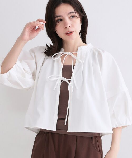OPAQUE.CLIP / オペーク ドット クリップ シャツ・ブラウス | ボリュームスリーブ前リボンブラウス【洗濯機OK】 | 詳細1