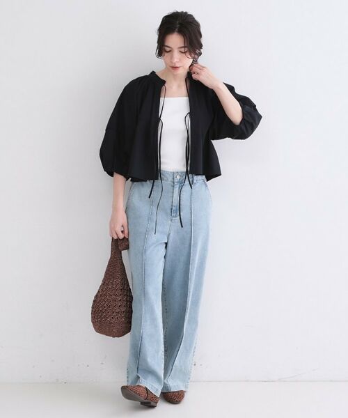 OPAQUE.CLIP / オペーク ドット クリップ シャツ・ブラウス | ボリュームスリーブ前リボンブラウス【洗濯機OK】 | 詳細7