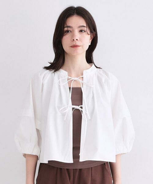 OPAQUE.CLIP / オペーク ドット クリップ シャツ・ブラウス | ボリュームスリーブ前リボンブラウス【洗濯機OK】 | 詳細9