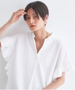 OPAQUE.CLIP / オペーク ドット クリップ シャツ・ブラウス | UV サッカーフリルスキッパーブラウス【洗濯機OK】