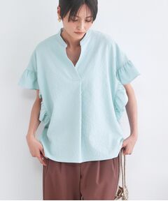 OPAQUE.CLIP / オペーク ドット クリップ シャツ・ブラウス | UV サッカーフリルスキッパーブラウス【洗濯機OK】