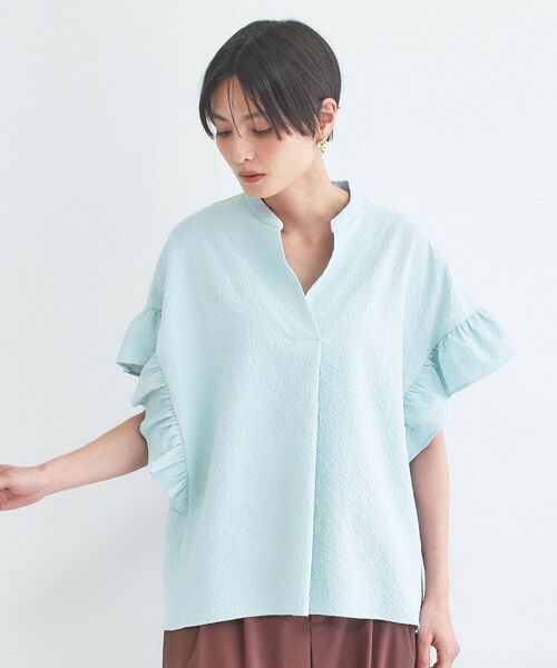 OPAQUE.CLIP / オペーク ドット クリップ シャツ・ブラウス | UV サッカーフリルスキッパーブラウス【洗濯機OK】 | 詳細17