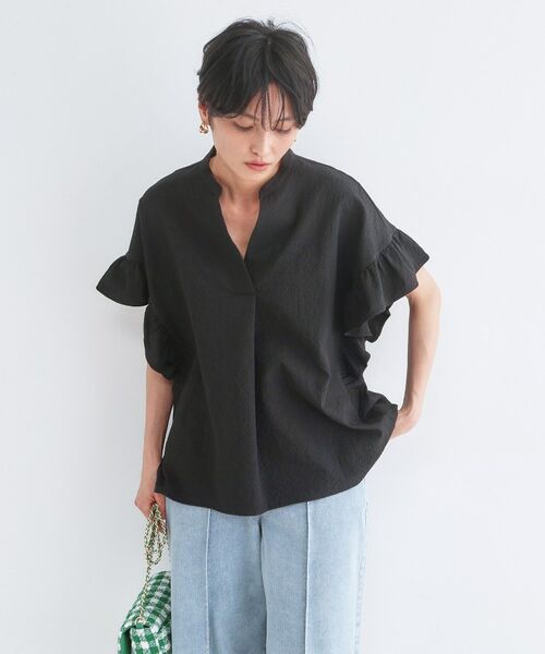 OPAQUE.CLIP / オペーク ドット クリップ シャツ・ブラウス | UV サッカーフリルスキッパーブラウス【洗濯機OK】 | 詳細5