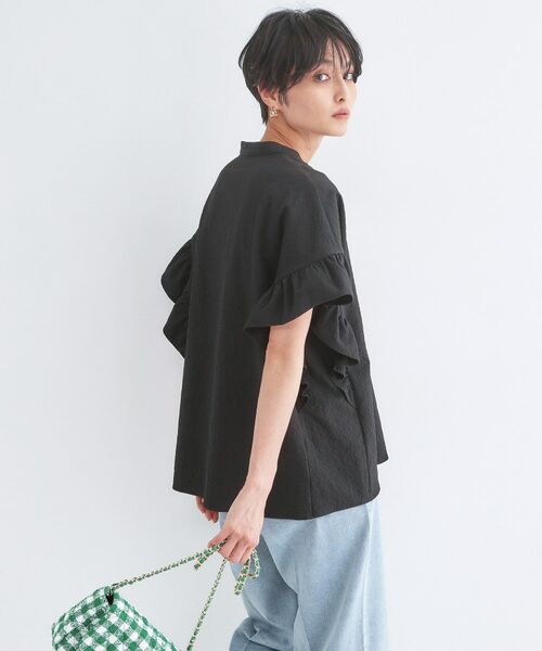 OPAQUE.CLIP / オペーク ドット クリップ シャツ・ブラウス | UV サッカーフリルスキッパーブラウス【洗濯機OK】（ブラック(019)）