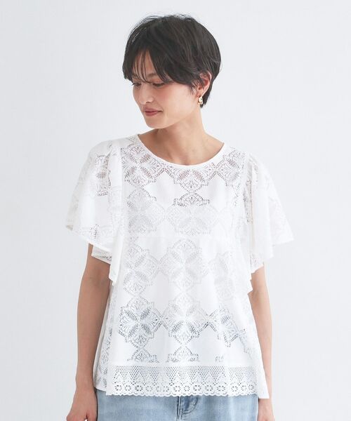 OPAQUE.CLIP / オペーク ドット クリップ シャツ・ブラウス | レースフレアスリーブブラウス【洗濯機OK】 | 詳細13