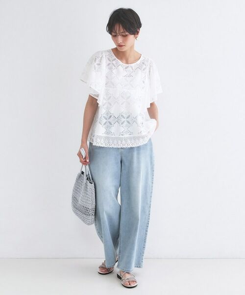 OPAQUE.CLIP / オペーク ドット クリップ シャツ・ブラウス | レースフレアスリーブブラウス【洗濯機OK】 | 詳細2