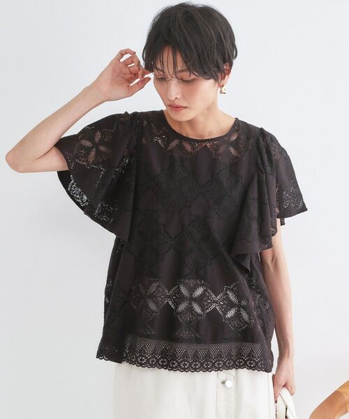 OPAQUE.CLIP / オペーク ドット クリップ シャツ・ブラウス | レースフレアスリーブブラウス【洗濯機OK】 | 詳細5