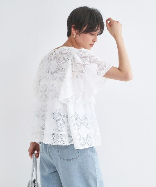 OPAQUE.CLIP / オペーク ドット クリップ シャツ・ブラウス | レースフレアスリーブブラウス【洗濯機OK】（ホワイト(001)）