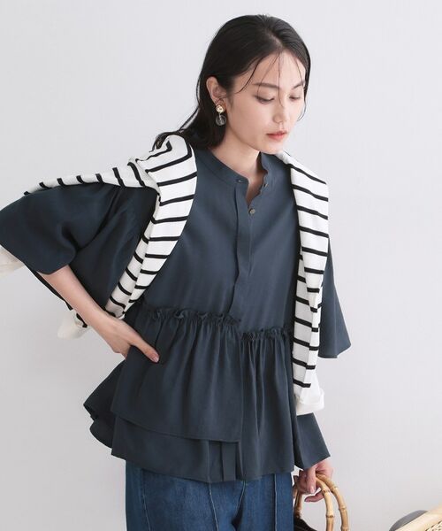 OPAQUE.CLIP / オペーク ドット クリップ シャツ・ブラウス | アシンメトリーペプラムブラウス【洗濯機OK】 | 詳細9