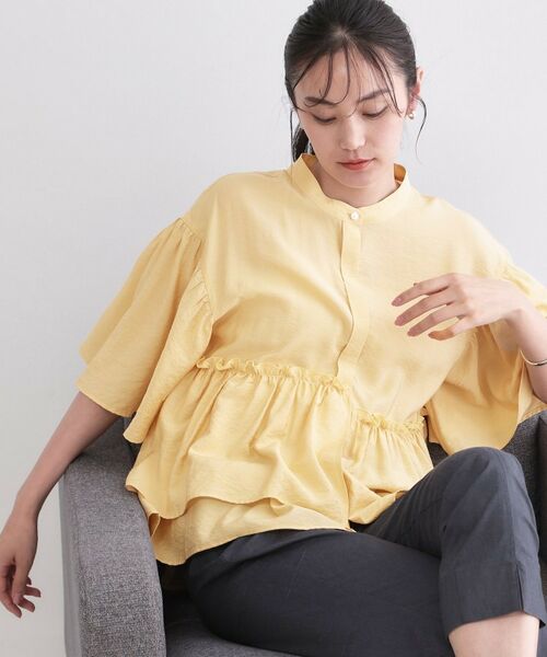 OPAQUE.CLIP / オペーク ドット クリップ シャツ・ブラウス | アシンメトリーペプラムブラウス【洗濯機OK】（イエロー(032)）