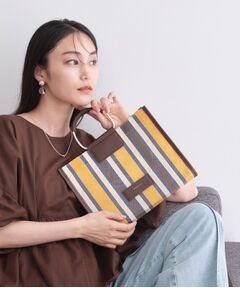OPAQUE.CLIP / オペーク ドット クリップ トートバッグ | デザインハンドルマルチストライプミドルトート