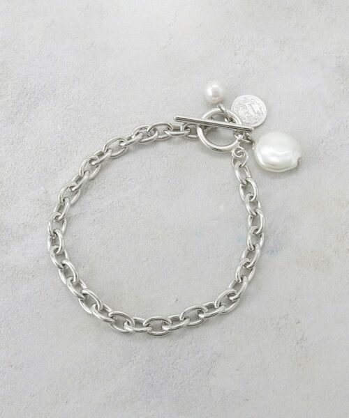 OPAQUE.CLIP / オペーク ドット クリップ ブレスレット・バングル | フェイクパール付きチェーンブレスレット（シルバー(006)）