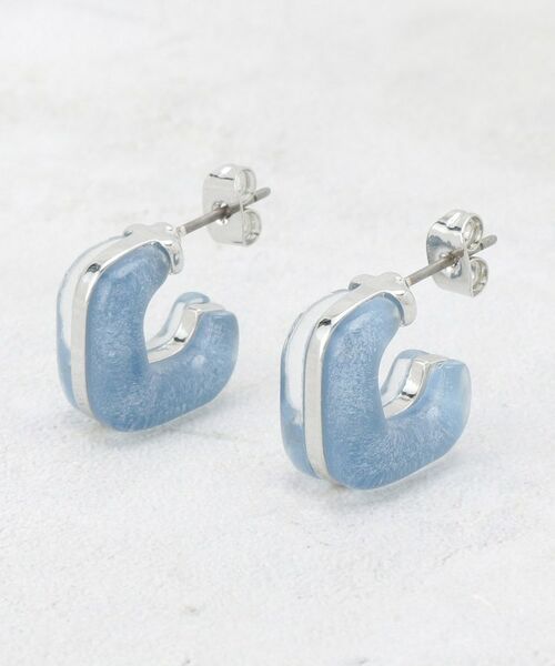 OPAQUE.CLIP / オペーク ドット クリップ ピアス・イヤリング | サイドクリア×ラメカラーデザインミニピアス（ブルー(092)）