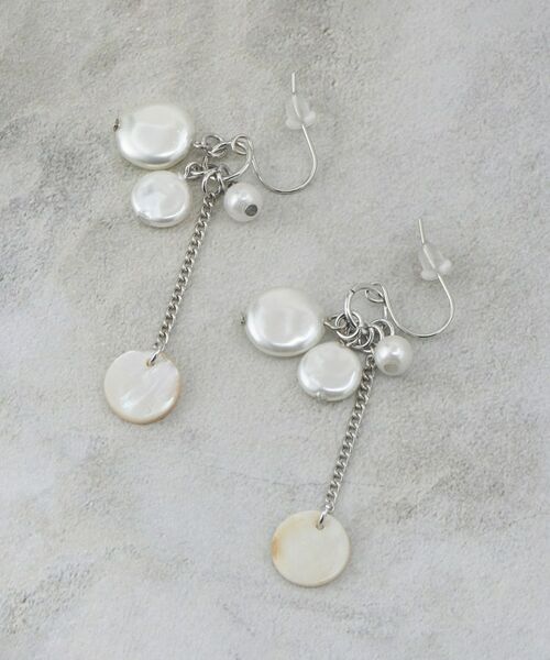 OPAQUE.CLIP / オペーク ドット クリップ ピアス・イヤリング | フェイクパールしゃらしゃらピアス（シルバー(006)）