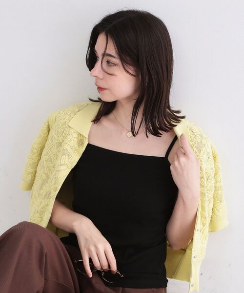 OPAQUE.CLIP / オペーク ドット クリップ キャミソール・チューブトップ | オーガニックコットン混 ベーシックリブキャミソール【洗濯機OK】（ブラック(019)）