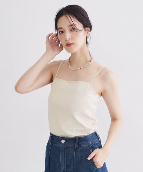 OPAQUE.CLIP / オペーク ドット クリップ キャミソール・チューブトップ | オーガニックコットン混 ベーシックリブキャミソール【洗濯機OK】（ライトベージュ(051)）