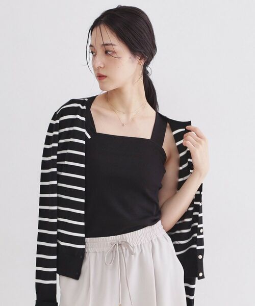 OPAQUE.CLIP / オペーク ドット クリップ キャミソール・チューブトップ | オーガニックコットン混 ワイドストラップリブキャミソール【洗濯機OK】 | 詳細3