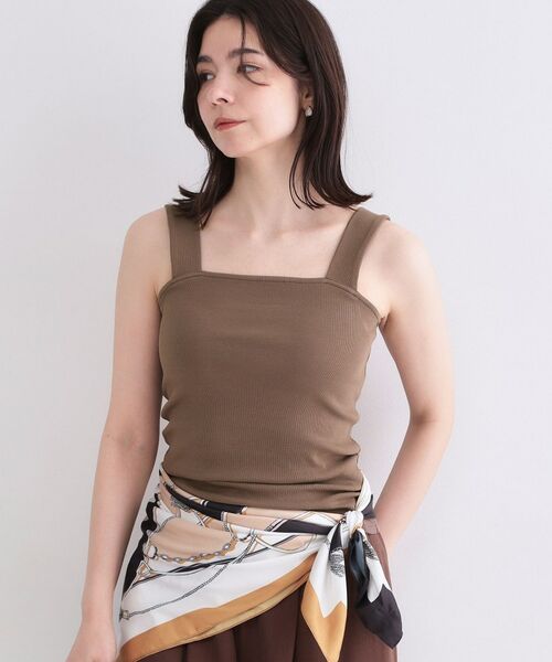 OPAQUE.CLIP / オペーク ドット クリップ キャミソール・チューブトップ | オーガニックコットン混 ワイドストラップリブキャミソール【洗濯機OK】（モカブラウン(042)）