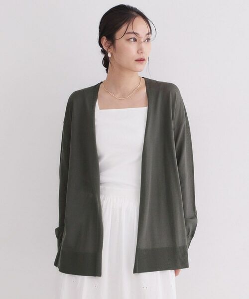 OPAQUE.CLIP / オペーク ドット クリップ カーディガン・ボレロ | ミディトッパーニットカーディガン【洗濯洗い可／接触冷感／抗ピリング】（チャコールグレー(014)）