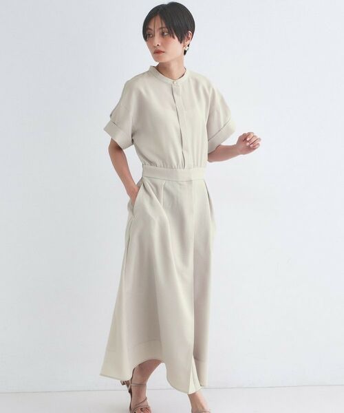 OPAQUE.CLIP / オペーク ドット クリップ ロング・マキシ丈ワンピース | リネンライク シャツワンピース【洗濯機OK/接触冷感/吸水速乾】(ライトベージュ(051))