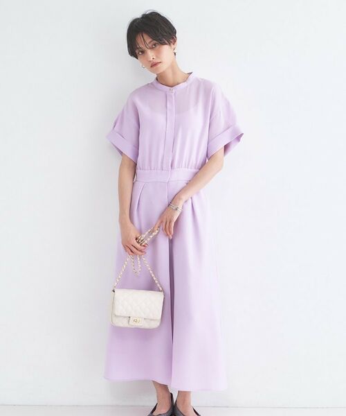 OPAQUE.CLIP / オペーク ドット クリップ ロング・マキシ丈ワンピース | リネンライク シャツワンピース【洗濯機OK/接触冷感/吸水速乾】(ラベンダー(080))