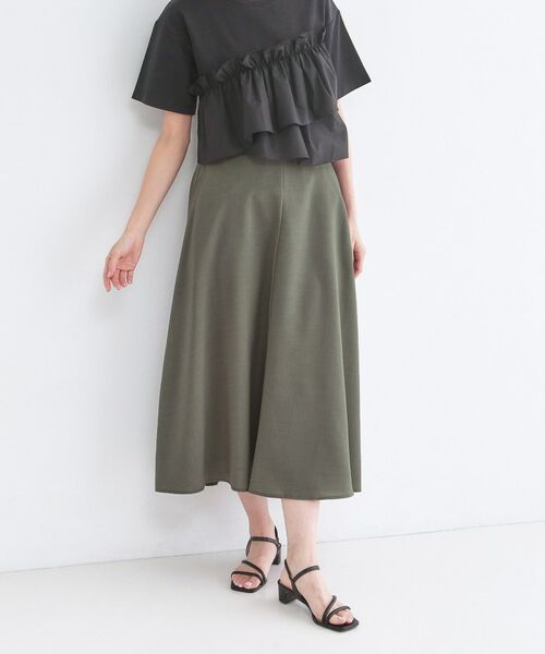 OPAQUE.CLIP / オペーク ドット クリップ ロング・マキシ丈スカート | リネンライクフレアスカート【洗濯機OK/接触冷感/吸水速乾】(トープ(054))