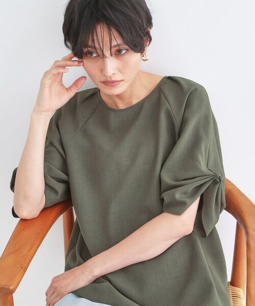 OPAQUE.CLIP / オペーク ドット クリップ シャツ・ブラウス | リネンライク タックスリーブブラウス【洗濯機OK／接触冷感／吸水速乾】（トープ(054)）