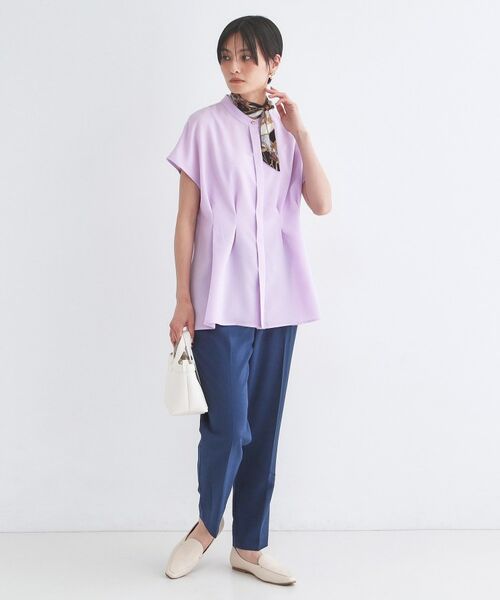 OPAQUE.CLIP / オペーク ドット クリップ シャツ・ブラウス | リネンライク タックフレンチスリーブブラウス【洗濯機OK／接触冷感／吸水速乾】 | 詳細10