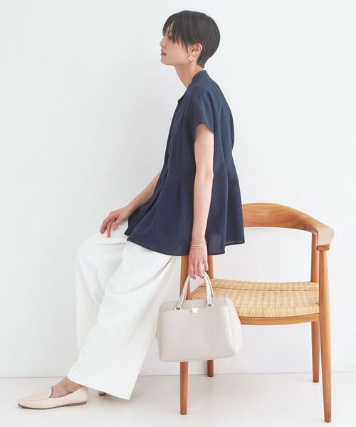 OPAQUE.CLIP / オペーク ドット クリップ シャツ・ブラウス | リネンライク タックフレンチスリーブブラウス【洗濯機OK／接触冷感／吸水速乾】 | 詳細15