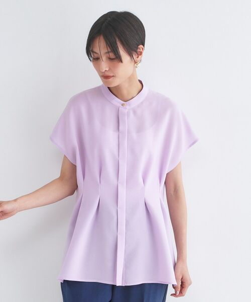 OPAQUE.CLIP / オペーク ドット クリップ シャツ・ブラウス | リネンライク タックフレンチスリーブブラウス【洗濯機OK／接触冷感／吸水速乾】 | 詳細17