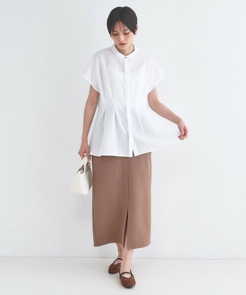 OPAQUE.CLIP / オペーク ドット クリップ シャツ・ブラウス | リネンライク タックフレンチスリーブブラウス【洗濯機OK／接触冷感／吸水速乾】 | 詳細2