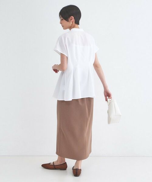 OPAQUE.CLIP / オペーク ドット クリップ シャツ・ブラウス | リネンライク タックフレンチスリーブブラウス【洗濯機OK／接触冷感／吸水速乾】 | 詳細3