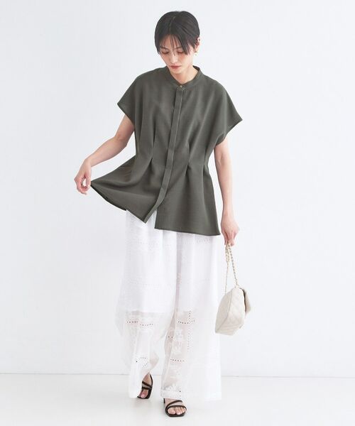 OPAQUE.CLIP / オペーク ドット クリップ シャツ・ブラウス | リネンライク タックフレンチスリーブブラウス【洗濯機OK／接触冷感／吸水速乾】 | 詳細6