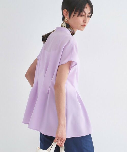 OPAQUE.CLIP / オペーク ドット クリップ シャツ・ブラウス | リネンライク タックフレンチスリーブブラウス【洗濯機OK／接触冷感／吸水速乾】 | 詳細9