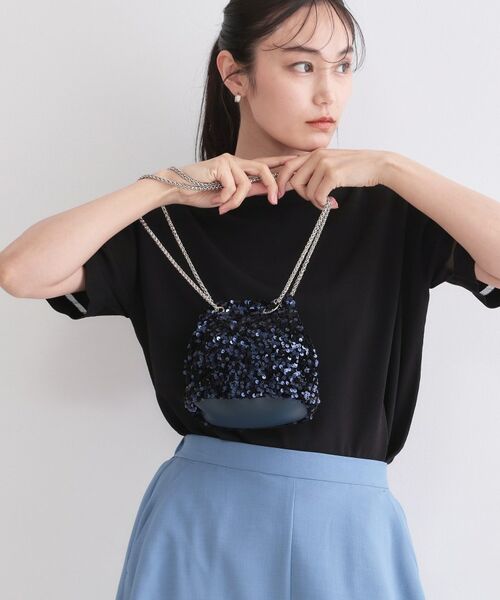 OPAQUE.CLIP / オペーク ドット クリップ ショルダーバッグ | 2WAYスパンコール巾着ミニショルダー（ネイビー(094)）