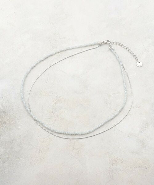 OPAQUE.CLIP / オペーク ドット クリップ ネックレス・ペンダント・チョーカー | カラービーズ×メタル2連ネックレス（グレー(012)）