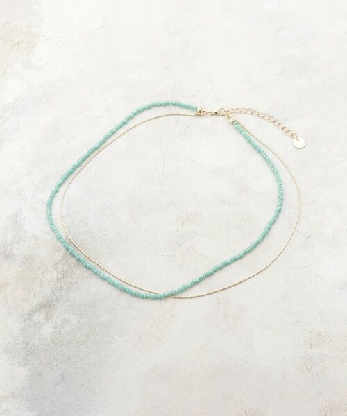 OPAQUE.CLIP / オペーク ドット クリップ ネックレス・ペンダント・チョーカー | カラービーズ×メタル2連ネックレス（グリーン(022)）