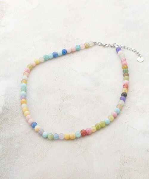 OPAQUE.CLIP / オペーク ドット クリップ ネックレス・ペンダント・チョーカー | マルチカラー天然石風ネックレス（ピンク(072)）