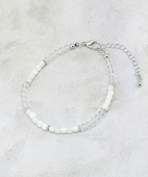 OPAQUE.CLIP / オペーク ドット クリップ ブレスレット・バングル | シェル調ビーズ×メタルブレスレット（シルバー(006)）