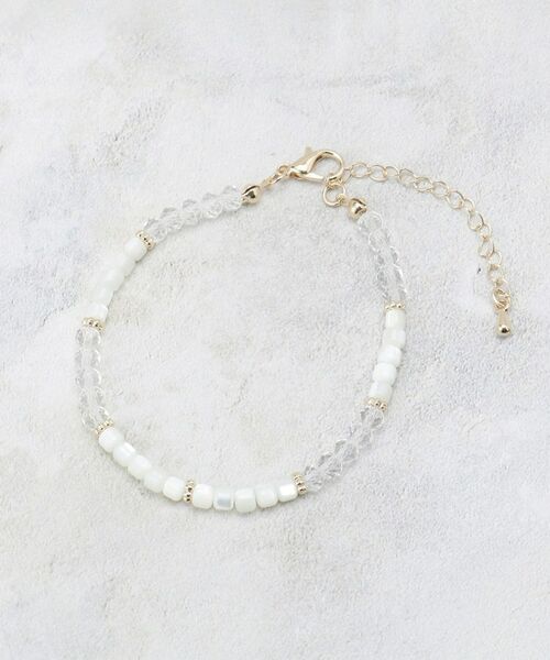 OPAQUE.CLIP / オペーク ドット クリップ ブレスレット・バングル | シェル調ビーズ×メタルブレスレット（ゴールド(007)）