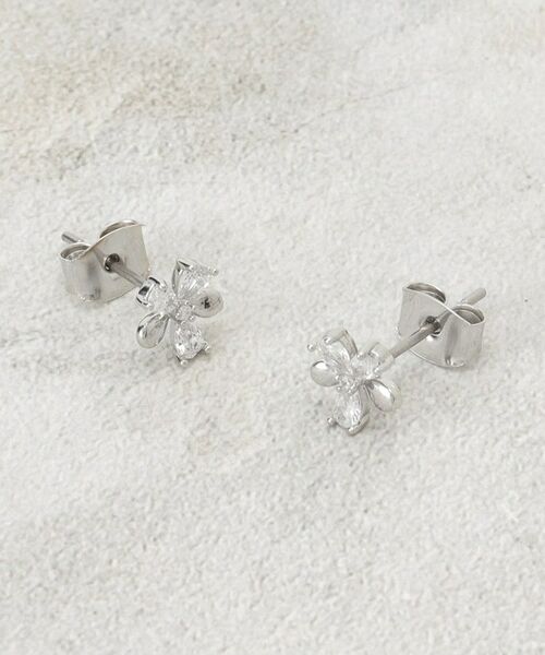 OPAQUE.CLIP / オペーク ドット クリップ ピアス・イヤリング | ビジュー×メタルフラワーミニピアス（シルバー(006)）
