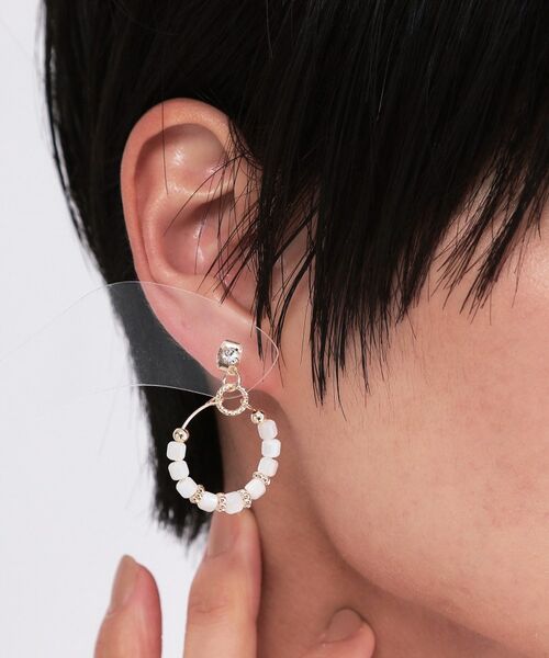 OPAQUE.CLIP / オペーク ドット クリップ ピアス・イヤリング | シェル調ビーズ×メタルフープピアス | 詳細5